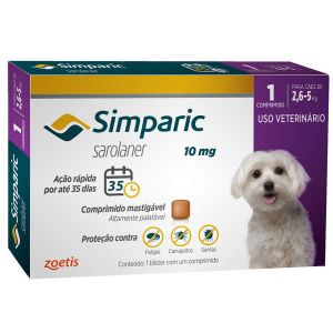 Antipulgas Simparic 10MG para Cães de 2,6 a 5k 1 Comprimido 1