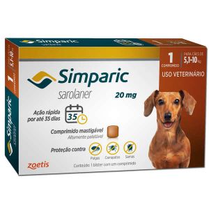 Antipulgas Simparic 20MG para Cães de 5,1 a 10k 1 Comprimido 1