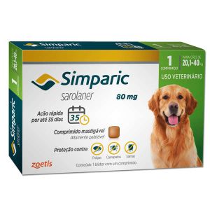 Antipulgas Simparic 80MG para Cães de 20,1 a 40k 1 Comprimido 1