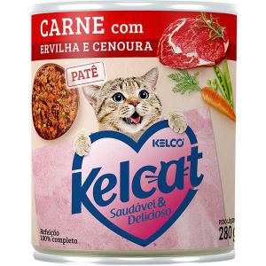 Ração Úmida Kelcat Lata Carne, Ervilha e Cenoura Para Gatos -280g