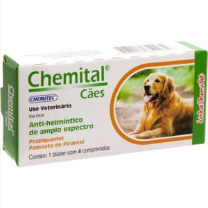 Vermífugo Chemital Chemitec para Cães 4 Compridos 