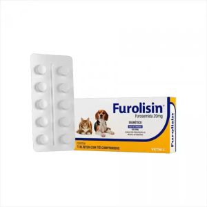 Furolisin Diurético para Cães e Gatos - 20 MG - 10 Comprimidos