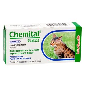 Vermífugo Chemital Chemitec para Gatos 4 Compridos 