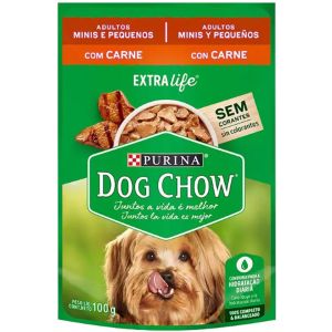 Ração Úmida Dog Chow Sachê Carne Extralife para Cães Adultos Raças Pequenas 100 G - 1 UN
