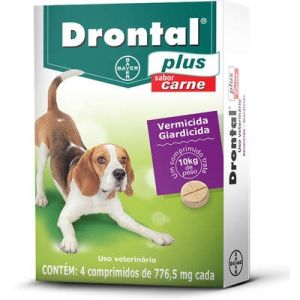 Vermífugo Drontal Plus 10KG Carne - 4/Comprimidos