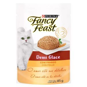 Ração Úmida Purina Fancy Feast Sachê Demi Glace Frango Para Gatos Adultos 85 G - 15 UN