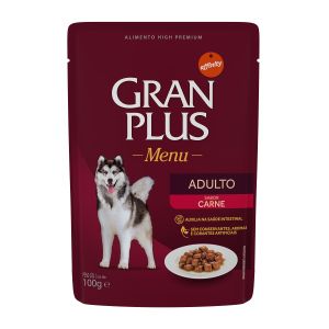Ração Úmida GranPlus Menu Para Cães Adultos Sachê Sabor Carne 100 G - 18 UN