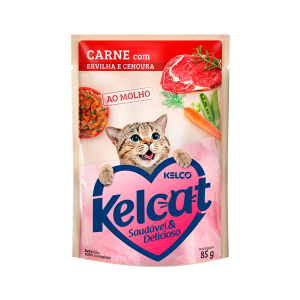 Ração Úmida Kelcat Carne, Ervilha E Cenoura Para Gatos Adultos-85g