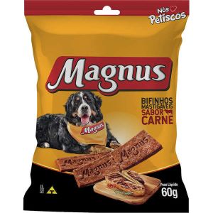 Kit 4 Bifinho Magnus Mastigáveis Sabor Carne para Cães 60g