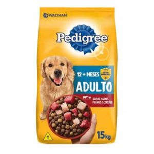 Ração Pedigree Carne, Frango e Cereais para Cães Adultos - 15 Kg
