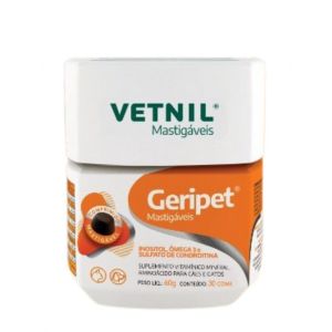 Suplemento Geripet 60g Vetnil Para Cães e Gatos 30 Comprimidos Mastigáveis
