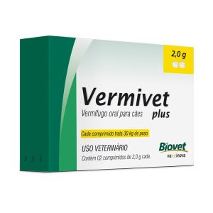 Vermífugo Para Cães Vermivet Plus 2,0g 2 Comprimidos