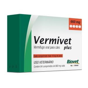 Vermífugo Vermivet Plus 660mg Para Cães Até 10 Kg Com 4 Comprimidos