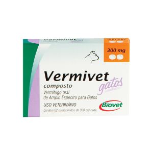Vermivet Vermífugo para Gatos 300mg com 2 Comprimidos