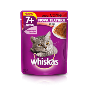 Whiskas Sachê Jelly Carne 7+ para Gatos Adultos com mais de 7 anos- 85g